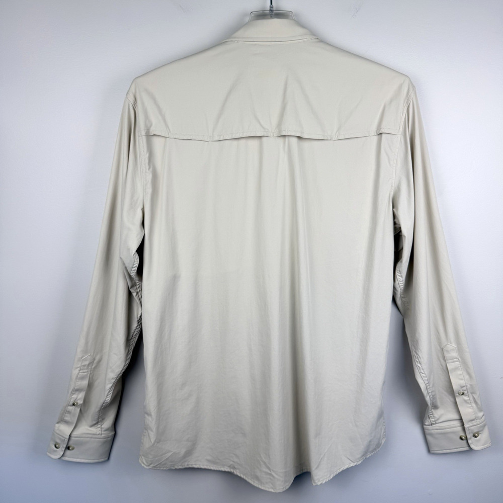 Poncho Slim Fit Shirt Men XL Hey Buddy Tan Magnetic Pocket UPF50+ Fishing Vented - Picture 2 of 13